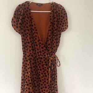 Madewell velvet wrap dress in leopard dot